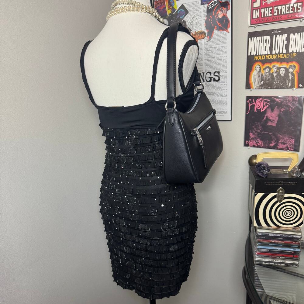 Grass Collection Black Ruffle Mini Dress - Picture 2 of 7